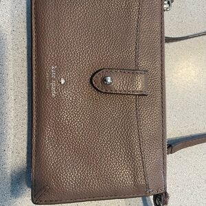 Kate Spade——Brown Textured Leather Bag with Silver Zipper